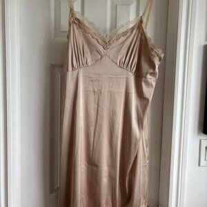 Satin and lace slip dress